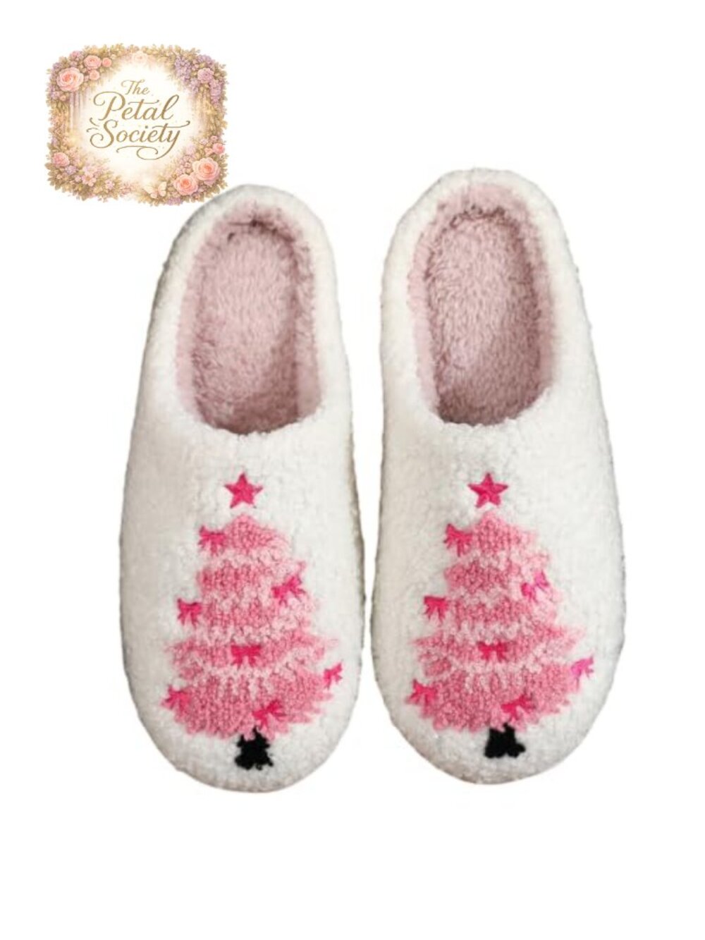 Christmas Tree Slippers Fuzzy Plush House Shoes Open Heel Anti-Slip